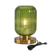 Glass Table Lamps Mid Century Modern Globe, Dimmable Green Glass Table Lamp f...