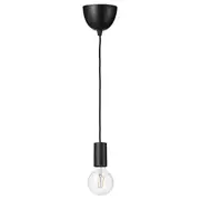 SUNNEBY / LUNNOM pendant lamp with light bulb, black globe/clear