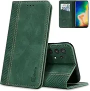 [AKABEILA] Case for Samsung Galaxy A13 4G Premium Leather Flip Wallet Case with Magnetic Closure Kickstand Card Slots Folio Phone Case Cover Protective Shockproof Green