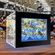 Acrylic Tips Jar with Lock Led Donation Box with Remote keys Sign Holder Ti