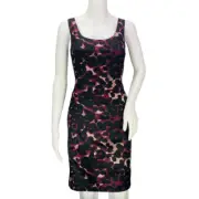 NWT Ann Taylor Womens Silk Bld Sheath Dress Purple Cheetah Stretch Petite Size 6