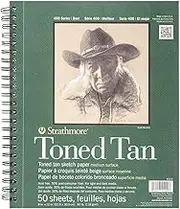 Strathmore 400 Toned 118gsm Paper Spiral Bound Sketchpad, Fine Grain, 9 x 12 in, 50 Sheets, Ideal for Professionals & Students