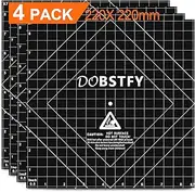 3D Printing Build Surface, 3D Printer Heat Bed Platform Sticker Sheet, 8.7" x 8.7" Square with Premium Adhesive for MK2/MK2A/MK3, Anet A8, Anet A6, Reprap, Mendel Printers, 220mmx220mm (Pack of 4)