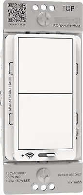 Square D SQR226U1WHWM X Series 15 Amp Wifi Energy Monitoring Dimmer Light Switch