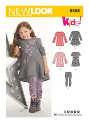 New Look Sewing Pattern 6538 N6538 Child's Knit Leggings and Dresses