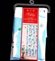 NWT HOLIDAY COLLECTION FABRIC CHRISTMAS SNOWMEN & PENGUINS SHOWER CURTAIN