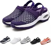 [LIUNJZXNS] Women's Orthopedic Clogs with Air Cushion Support,Summer Air Cushion Platform Mesh Shoes to Reduce Back and Knee Pressure, Purple, 6 Wide