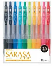 Zebra Gel Ball Pen SARASA Clip 0.5mm 10 Color Set JJ15-10CA
