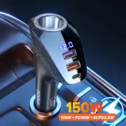 150W Car Charger Usb Type C Super Fast Charging PD 4.0 Quick Charge 3.0 Socket