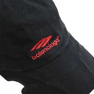 【Balenciaga 巴黎世家】簡約電繡LOGO棉質棒球帽(黑)