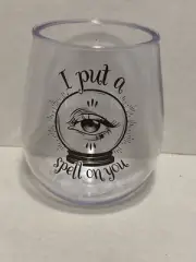 HALLOWEEN stemless plastic wine glass I PUT A SPELL ON YOU