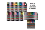 Uni-Posca Paint Marker Pens, Bundle Set of 53 Markers, 29 Medium Point and 24 Fine Point