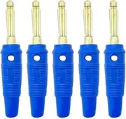 CCWUTQF Gold Plated 4mm Musical Speaker Cable Wire Pin Banana Plug Connectors Socket Red Black Blue/Yellow(Blue,100Pcs)
