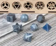 Blue Aventurine 7Pcs Sacred Geometry Set Platonic Solids with Wooden Box 15-20MM