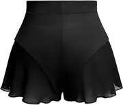 [ABAFIP] Women's High Waisted Ruffle Skirted Shorts Gym Workout Rave Dance Bootoms Booty Panties Mesh Sheer Club Mini Hot Pants