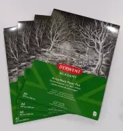 Bulk 4x Derwent Academy Artist Black Paper Pad 140gsm 20 Sheets A3 Heavyweight