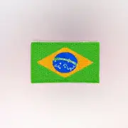 Brazil Flag Patch — Iron On Badge Embroidered Motif — Brazilian World America