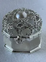 Jeweled Box White Trinket Box Made With Swarovski Crystals