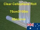 4X Roll 75cmX100m Clear Cellophane Bopp 38micron post