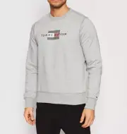 Tommy Hilfiger Logo Crew Neck Jumper Grey