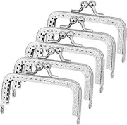 [Jupean] 5 PCS Metal Purse Frame, 3.3 Inch Silver Kiss Clasp Frame, Bag Kiss Clasp Lock for DIY Craft,Purse Making,Bag Making