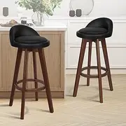 ALFORDSON 2 X Swivel Bar Stools Wooden Kitchen Barstools Dining Chair Counter Stool Chair with Footrest for Home Bar Dining Room, Black Brown