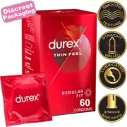 60x Durex Thin Feel Condoms Greater Sensitivity Pleasure Sex Ultra Light New
