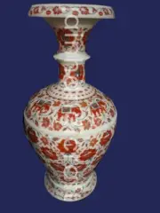 21" white Marble Flower Vase Pot inlay malachite elephant side room home decor