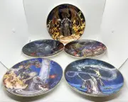SET OF 5 FRANKLIN MINT ROYAL DOULTON MYLES PINKNEY DRAGON WIZARD PLATES