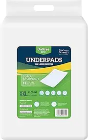 Unifree Disposable Underpads, Bed Pads, Incontinence Pad, Super Absorbent, 40 Count, Blue (XXL 36x36 Inch)
