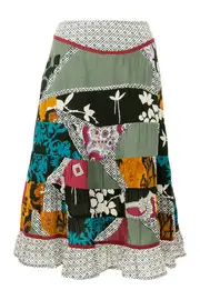 Printed Patchwork Skirt--ORI-5536