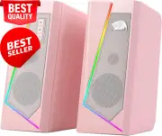 GS520 RGB PC Speakers, 2.0 Stereo Sound, LED Modes, USB Powered, Pink