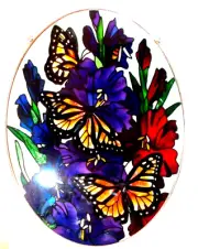 BUTTERFLY SUNCATCHER HAND PAINTED STAINED GLASS SUNCATCHER BY JOAN BAKER NIB