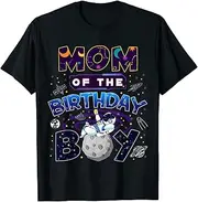 [X.Style] Mom of The Birthday Boy Space Outer B-Day Family Party ds982 T-Shirt (S) Black