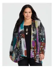 [Taking Shape] Paintbrush Foil Snug Cardigan in Multi