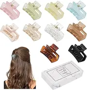 Small Tiny Claw Hair Clips for Women Girls for Thin/Medium Thick Hair, 1.5 Inch Mini Hair Jaw Clips Matte Rectangle Nonslip Clip with Gift Box (Matte+shiny color series)