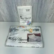 NOS Vintage Lady Pepperell Rose Symphony Floral Full Flat Sheet & Pillow Cases