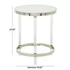 Litton Lane End Accent Table 19" Wood Frame Round Silver W/ Mirrored Glass Top