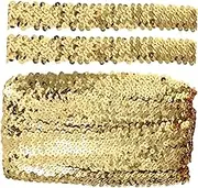 GRADENEVE Sparkling Sequin Fringe Trim Elastic Sequin Band for DIY Clothing Decoration Lace Trim for Curtains and Crafting Projects Light