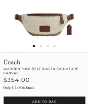 Coach Unisex Warren Mini Belt Bag vintage brown Signature Canvas