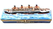 Hand Crafted Limited Edition French Limoges Titanic Ship on Sea Trinket Box