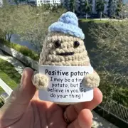 Adorable Crochet Positive Potato Doll - Inspirational Knitted Toy with Encourage