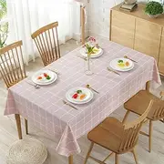 Rectangle Tablecloth, 2 Pack Pink 100% Waterproof Plastic Table Cloth, Oil Proof Heavy Duty Wipeable Table Covers for Dining/Camping/Picnic/Outdoor， 137x180cm (Pink, 2 Pack)