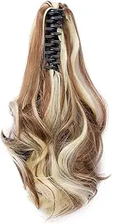 Hair Extensions Braid Hairpiece Clip-in Ponytail Extensions Claw Ponytail Hair Extensions Like Real Hair Wavy Curly Synthetic Hair 12 Inches (Golden Brown & Bleached Blonde)