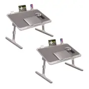 NNEAGS 2X 70X45cm Grey Small Laptop Bed Portable Foldable Study Table Adjustable