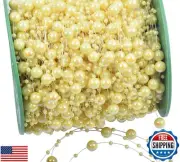 KAOYOO 200 Feet Artificial Pearls String Beads Chain Garland Pearl Beaded Tri