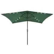 Garden Parasol with LED Lights Outdoor Patio Umbrella 2x3m Sunshade Canopy Green