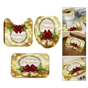 Water Resistant 3 Piece Bath Mat Set with Contour and Toilet Lid Cover