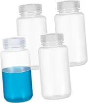 BESTYASH 4Pcs Clear Plastic Reagent Bottles Lightweight Transparent Liquid Sample Containers with Screw Caps for Lab Travel Toiletries and Everyday Use