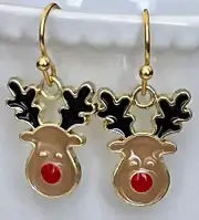 Rudolf the Red Nosed Reindeer Dangle Earrings. Holidays. Christmas Festive